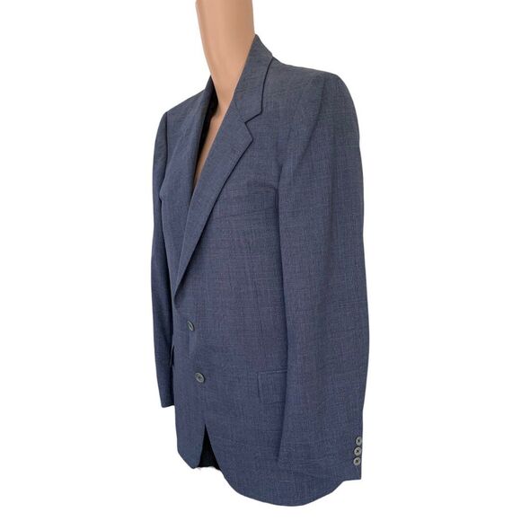 Vintage Blue Italian Suit Rayon Subtle Plaid Mens 40 34 - Picture 6 of 10